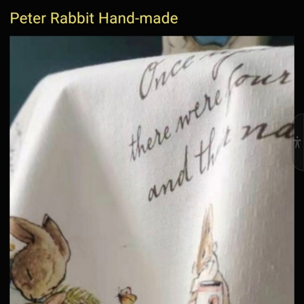 Beatrix Potter Garden tablecloth 100% Cotton Peter Rabbit handmade Linen - Picture 7 of 12
